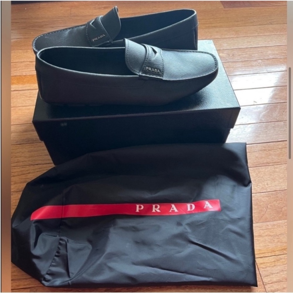 Prada Black Leather Loafers - Picture 3 of 6